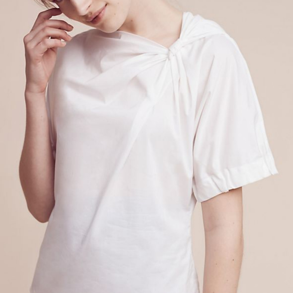 Anthropologie short sleeve white blouse